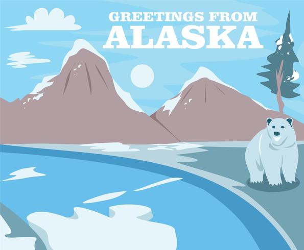 Vector de postal de oso de Alaska