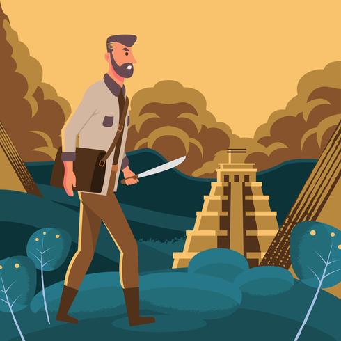 Treasure Hunter Quest For The City Of Gold Illustration vector