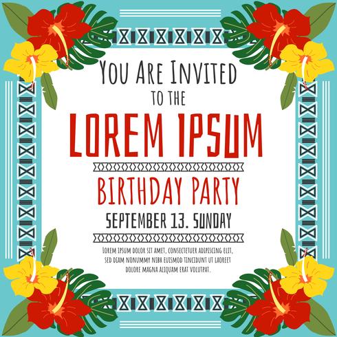 Polynesian Birthday Party Invitation vector