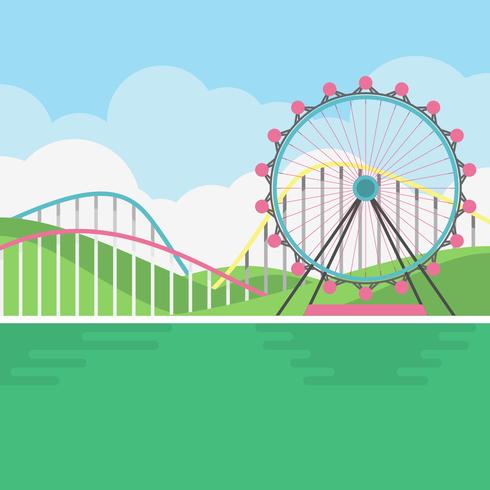 Amusement park scenery illustration vector