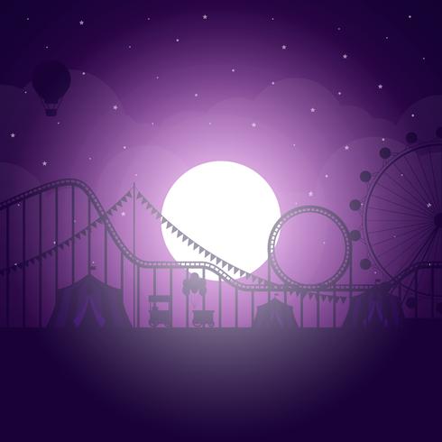 Amusement Park Scenery Under The Moonlight Illustration vector