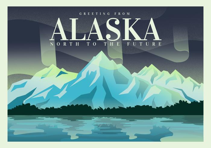 Postal de diseño de ilustración vectorial de Alaska vector