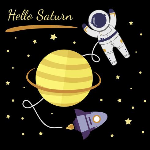 Astronaut Exploring Saturn Vector