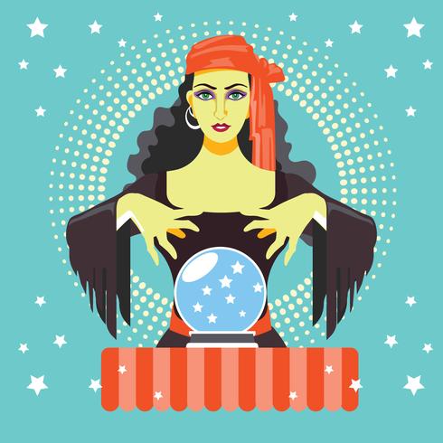 Fortune teller with Crystal Ball vector