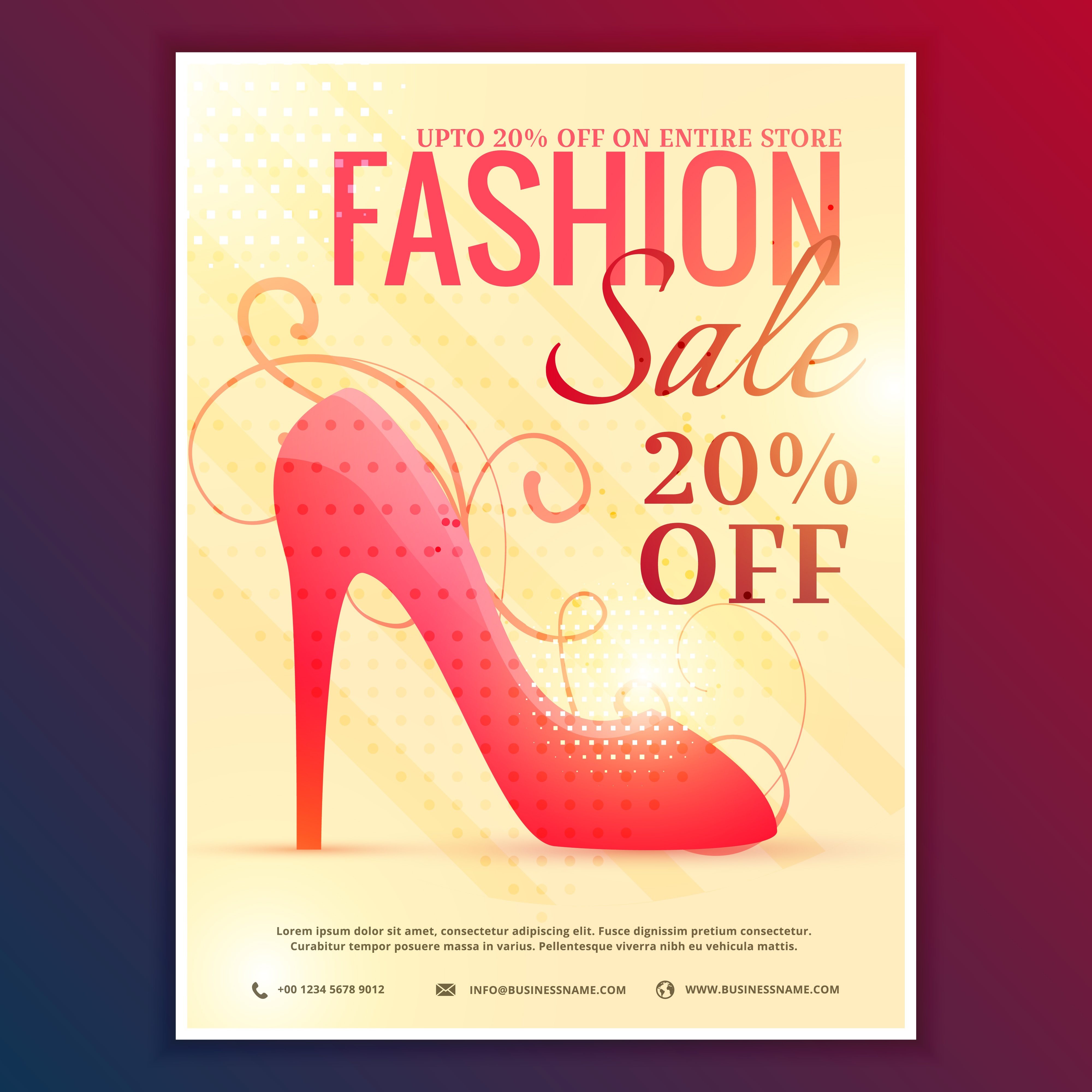 fashion sale discount voucher with red sandal Download Free Vector