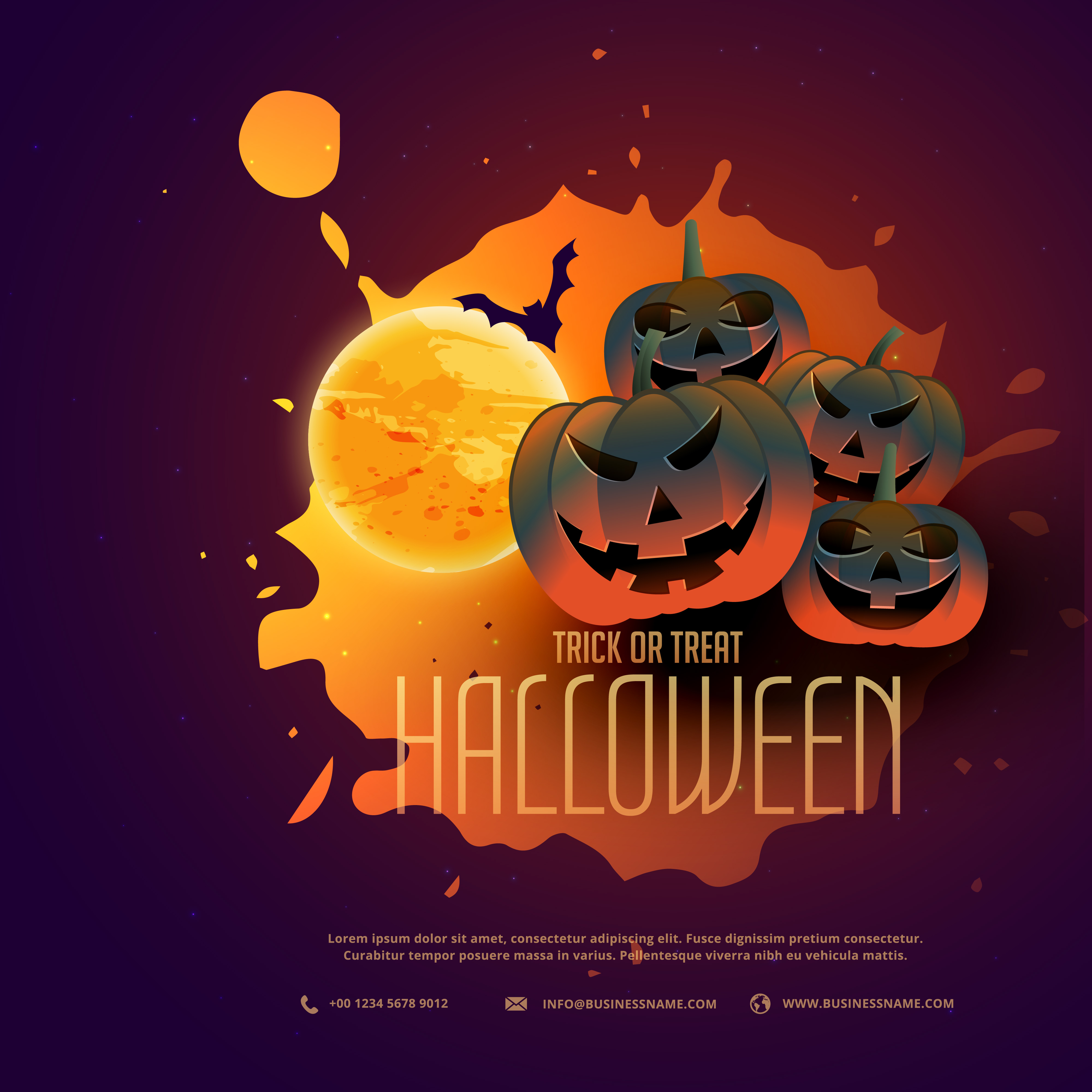 happy halloween pumpkins poster design with moon - Download Free Vector Art, Stock Graphics & Images