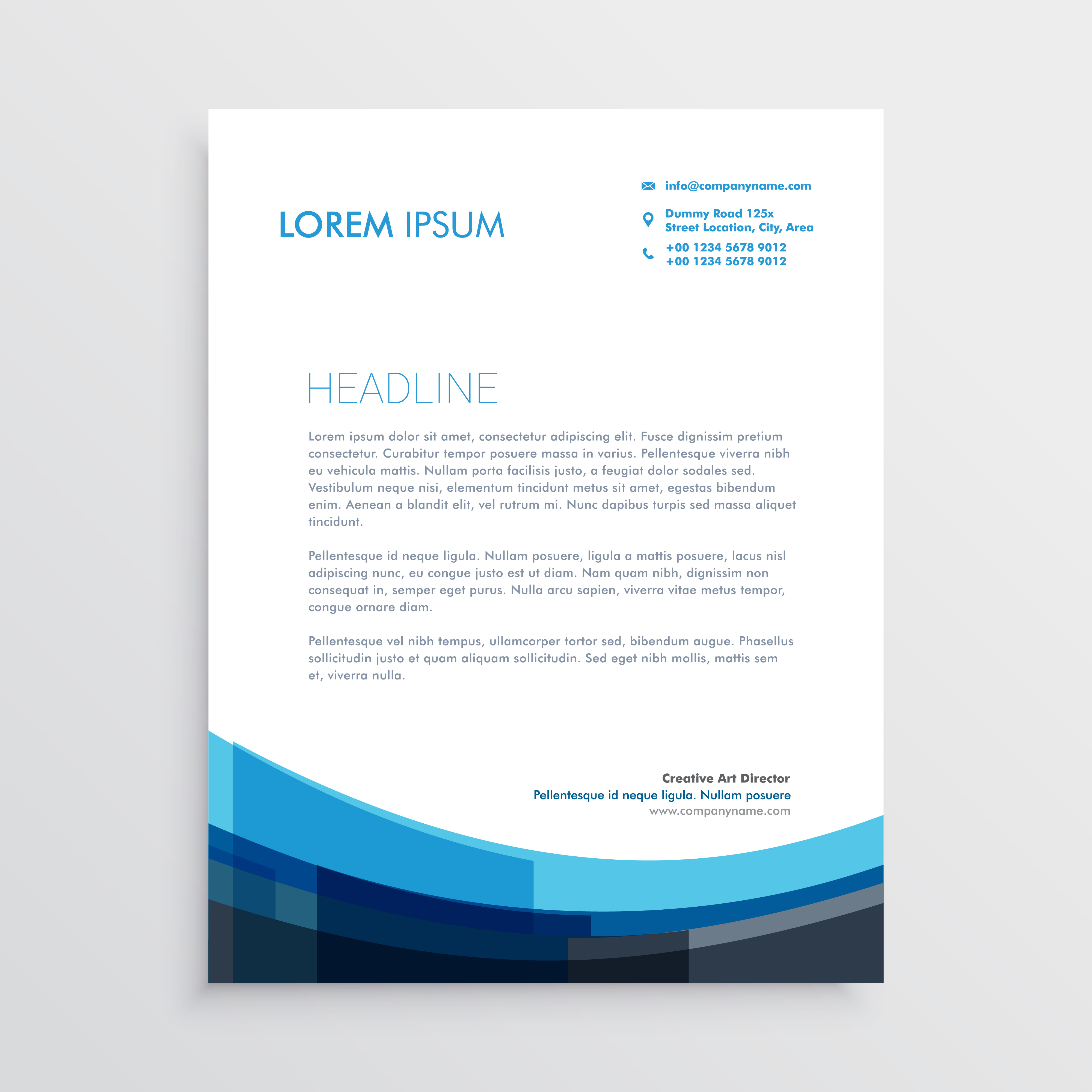modern creative blue letterhead template design - Download Free Vector