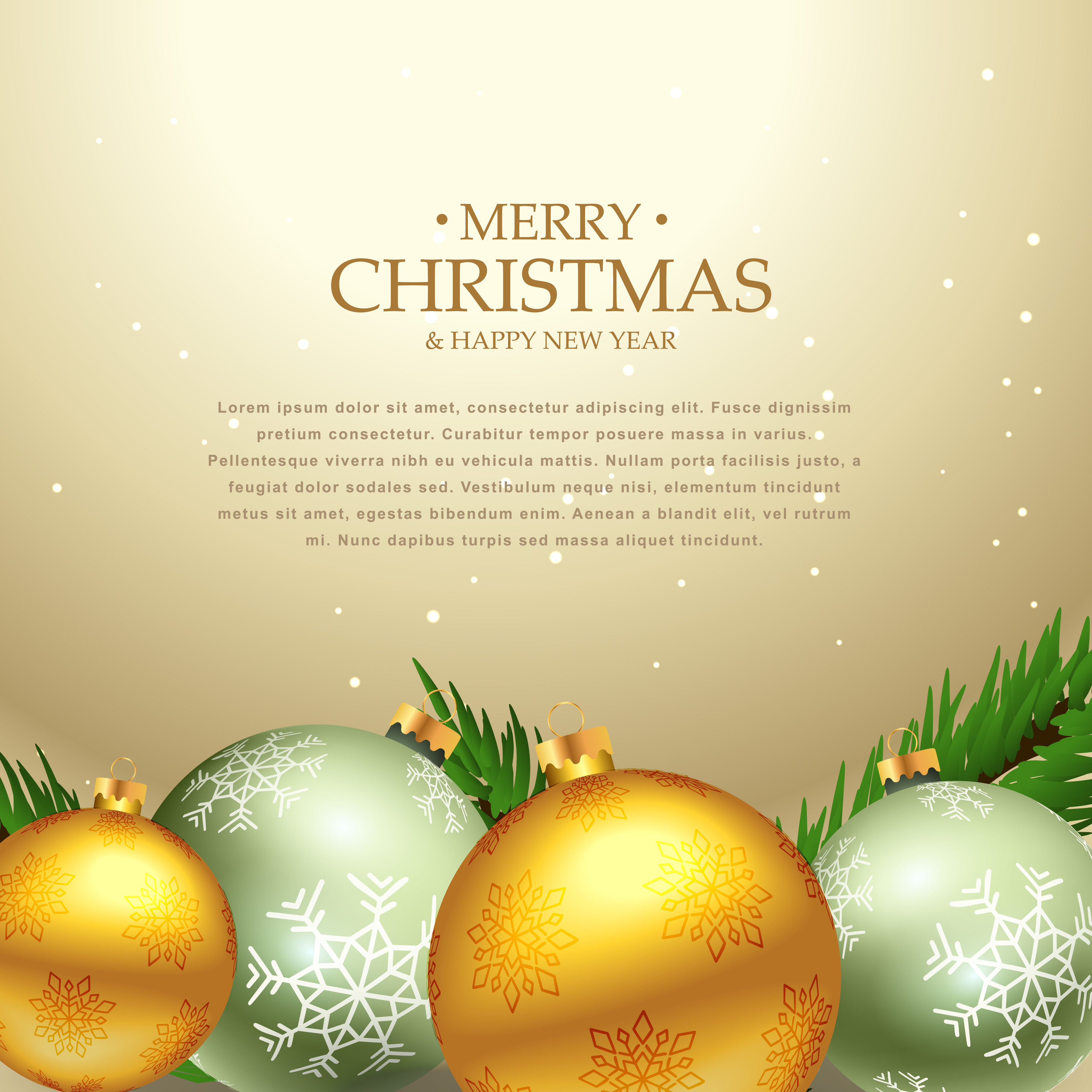 beautiful christmas festival greeting card design with xmas ball