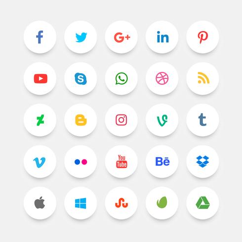 flat minimal social media icons - Download Free Vector Art, Stock