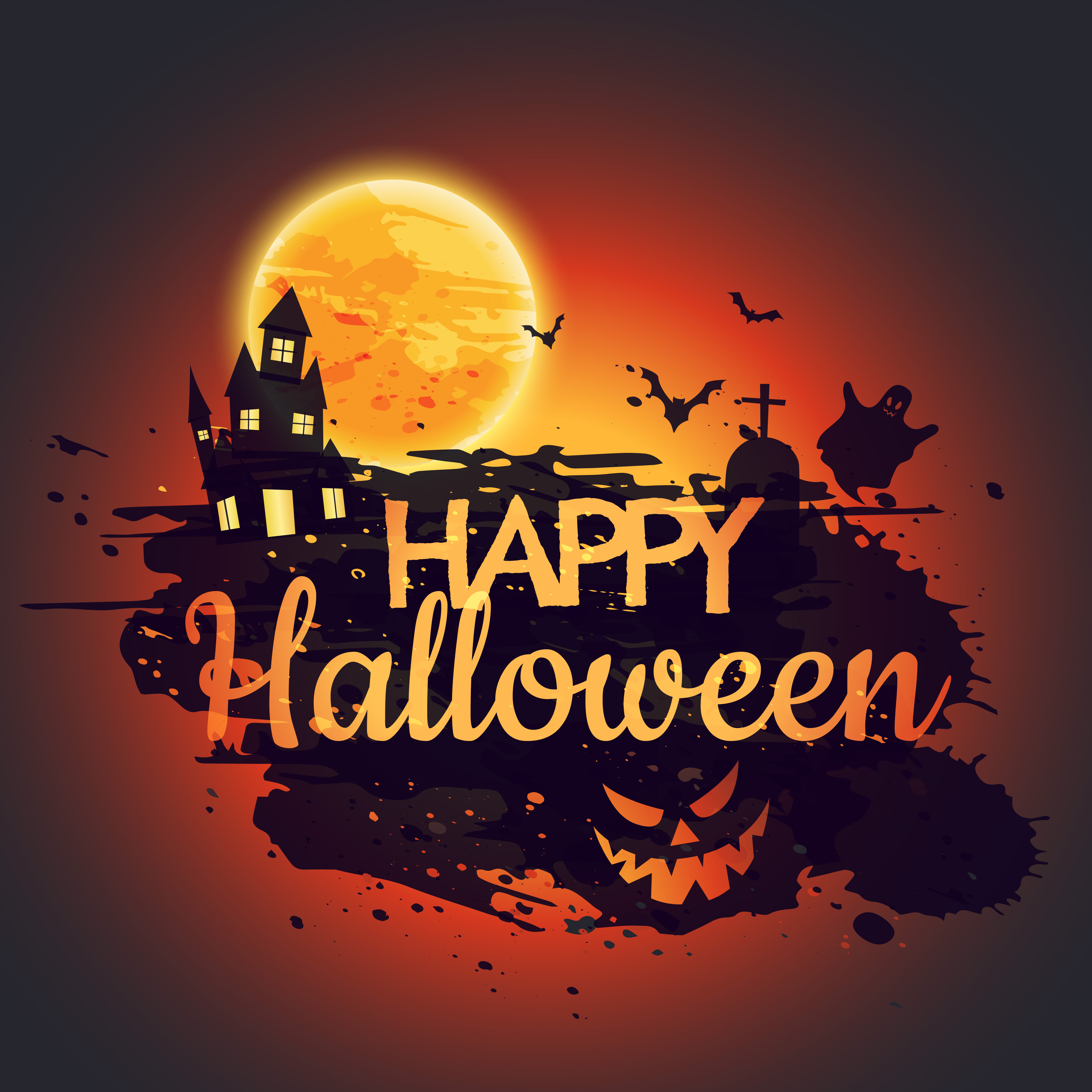 happy halloween poster with creepy castle - Download Free Vector Art, Stock Graphics & Images