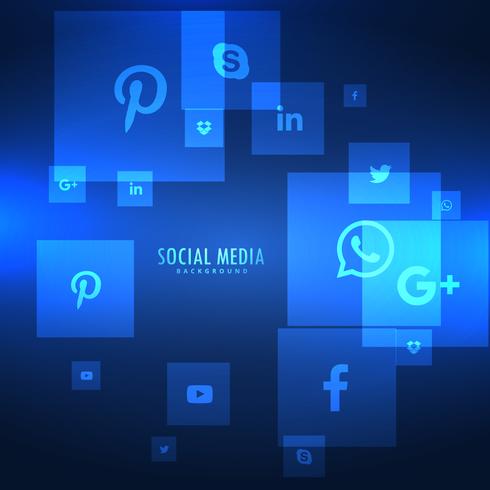blue backgorund with social media icons - Download Free Vector Art