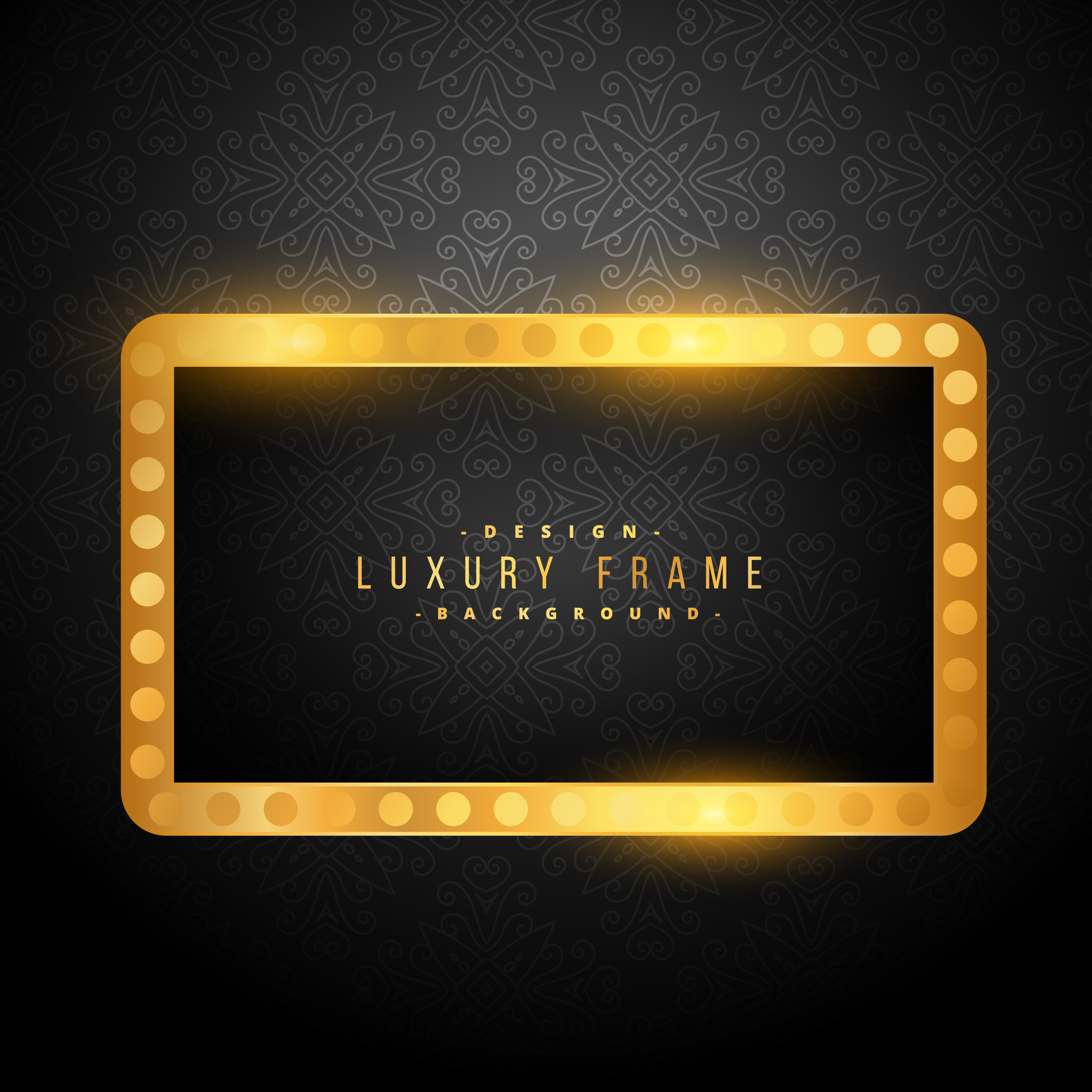 beautiful vintage golden luxury frame on black background ...