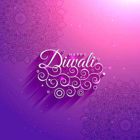 artistic happy diwali purple background with mandala ...
