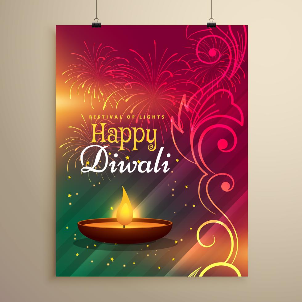 beautiful diwali festival greeting template with floral decorati beautiful diwali festival greeting template with floral decorati
