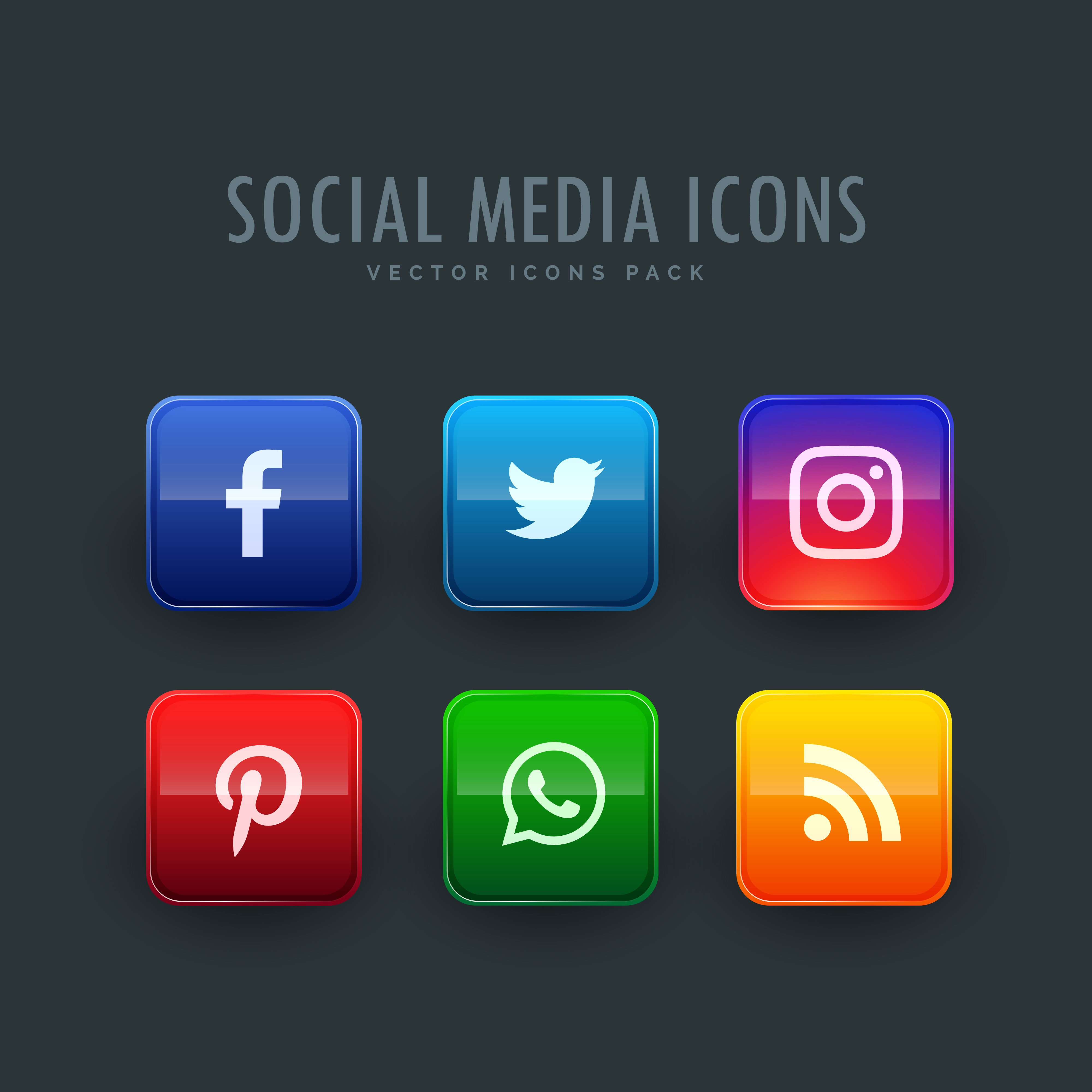 Standard Button Style Social Network Icons Pack Download Free Vector Art Stock Graphics And Images