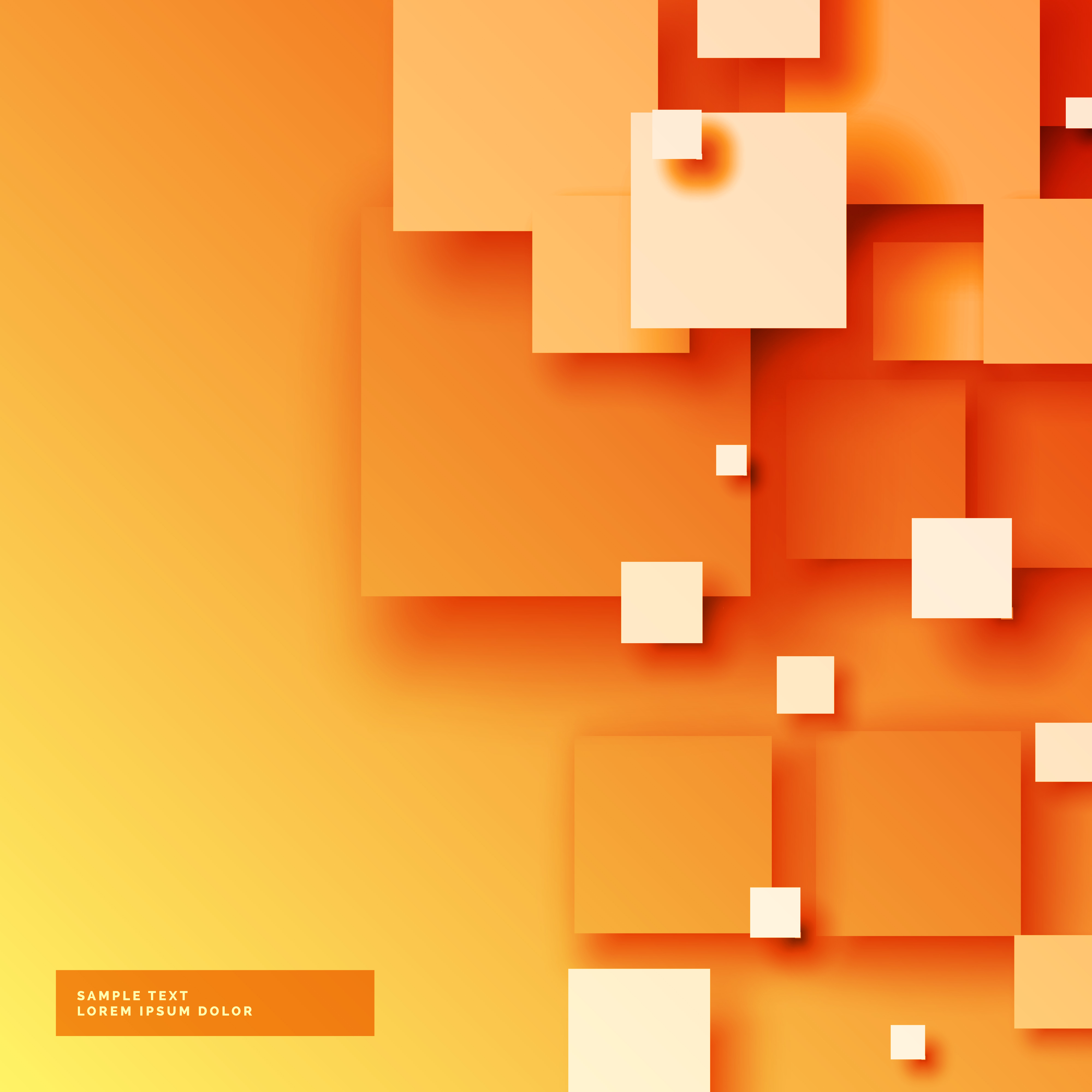 elegant bright orange background with 3d sqaures Download Free Vector
