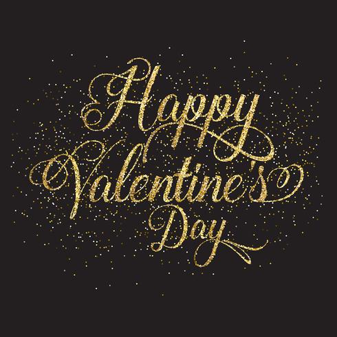 Gold glitter Valentine's day text vector