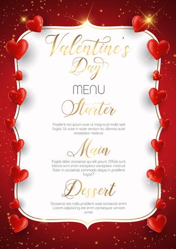 Diseño decorativo del menú de San Valentín. vector