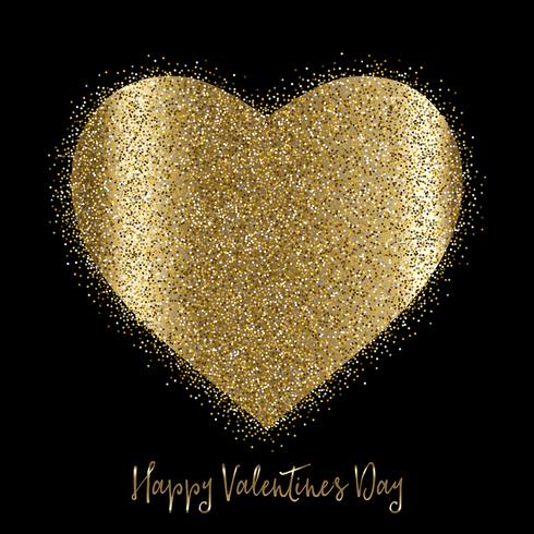 Valentine's Day background with gold glittery heart vector