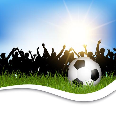 Football in grass with cheering crowd  vector