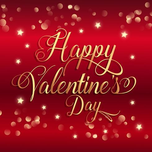 Valentine's day background with gold stars and decorative text  vector