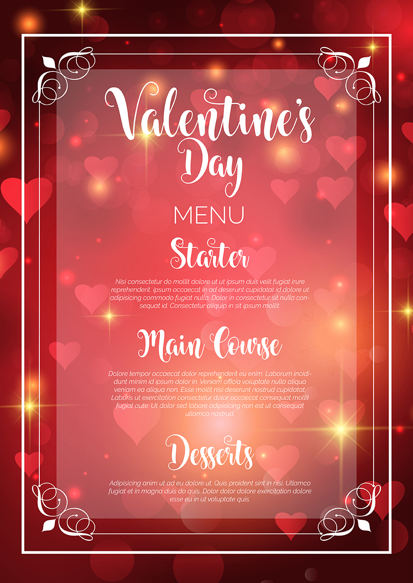 Valentine's Day menu design 190607 Vector Art at Vecteezy