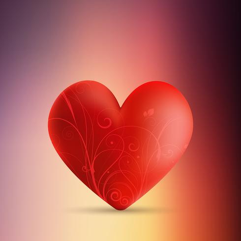 Valentine's day background with decorative heart on blur backgro vector