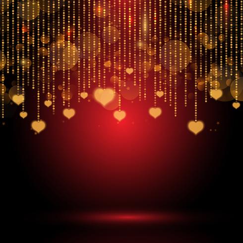 Valentine's Day background with hanging hearts vector