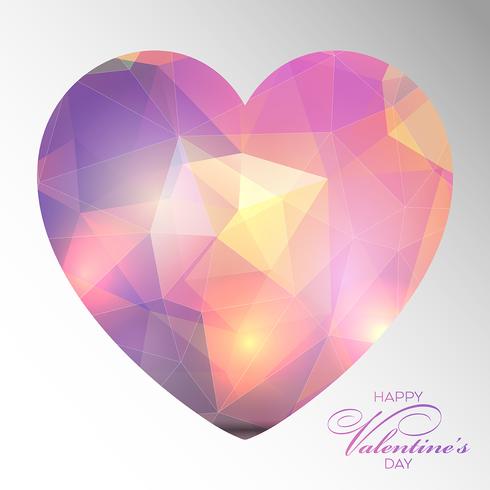 Low poly valentines day heart background  vector