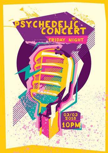 Psychedelic concert poster vector