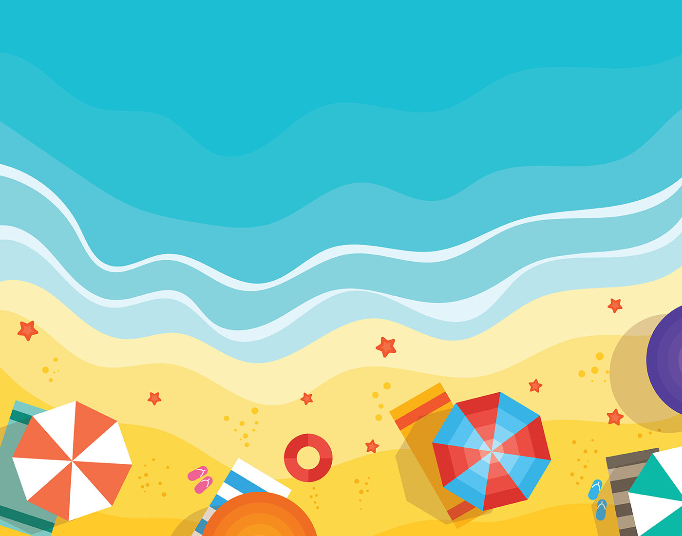 Flat иллюстрации пляж