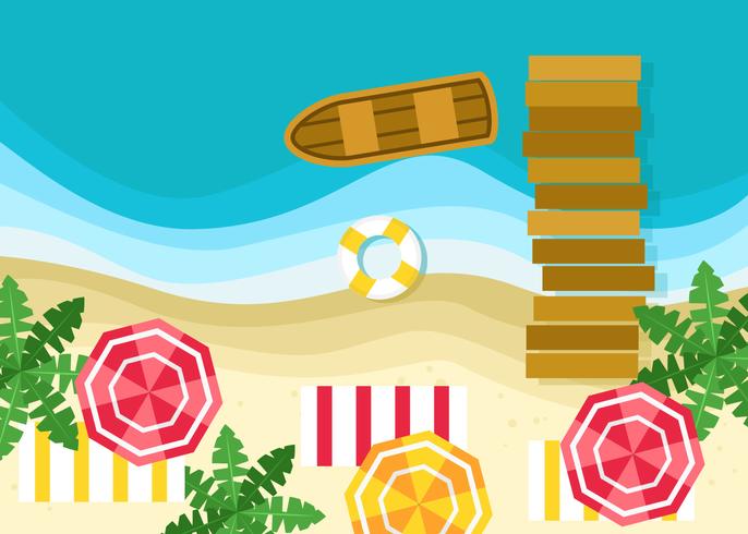 Summer Beach in Top View Vector