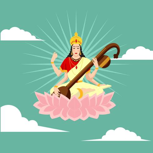 Saraswathi Devi Illustration Vector