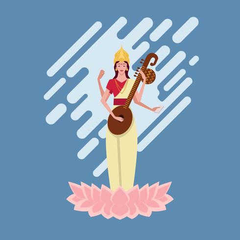 Saraswathi Devi Illustration Vector