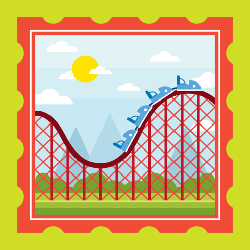 Rollercoaster Postage Illustration vector