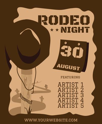 rodeo hat flyer poster template vector