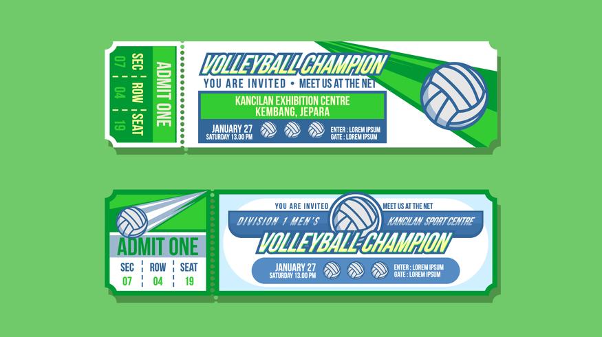 Volleyball Champion Event Ticket Vector