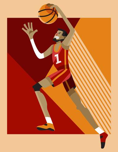 Exagerado Basketball Dunk Pose Player Vector