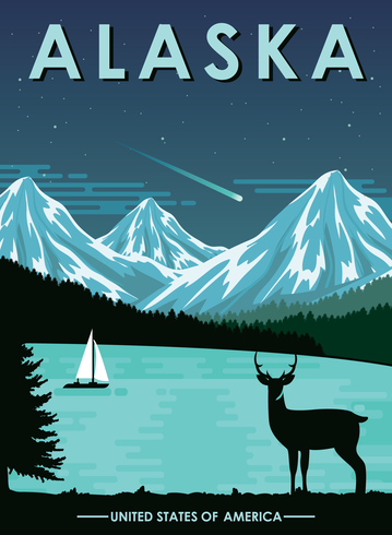 Postales de Alaska vector