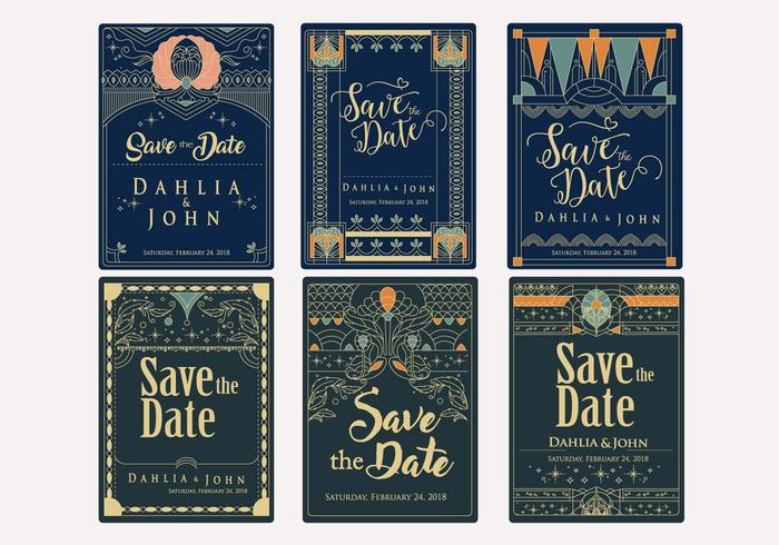 Save the Date Art Deco Style Vector