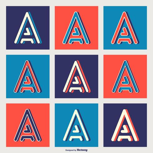 Vector Letter A Typography In Geometric Retro Line Styles