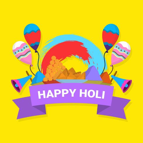 Flat Happy Holi Vector Illustration