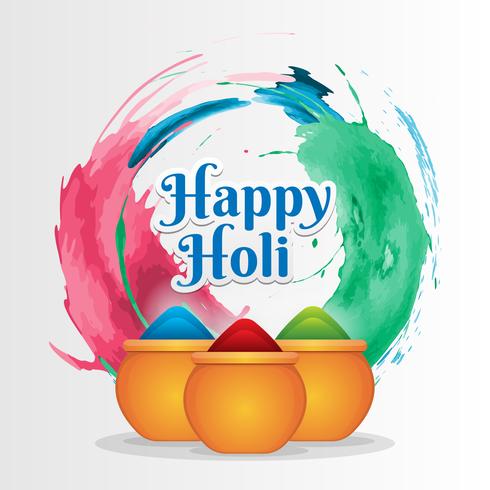 Happy Holi Festival With Colorful Gulaal Of Colors Greeting Background vector