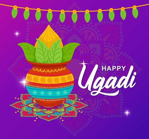 Tarjeta de felicitación feliz de Ugadi vector