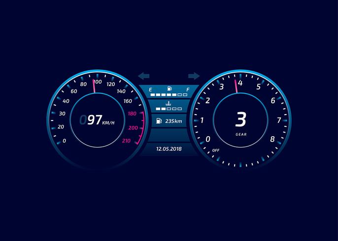 Tablero de instrumentos del coche UI Modern Vector