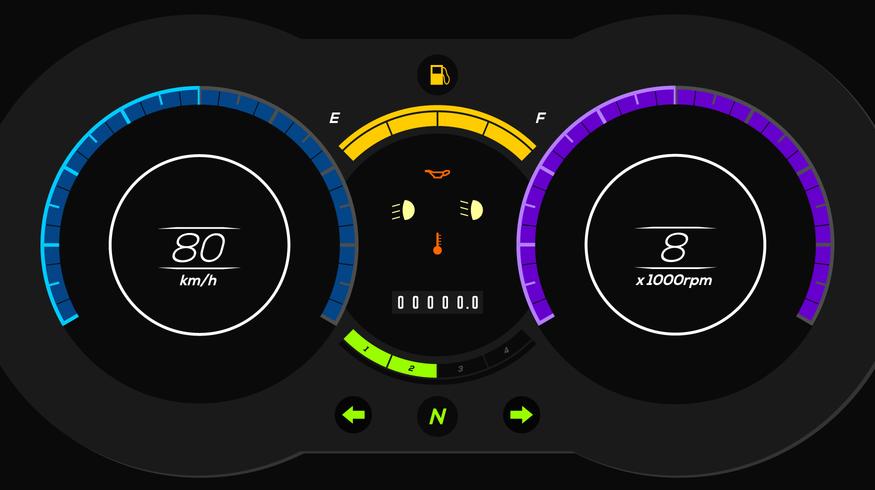 Tablero del automóvil eléctrico UI Vector