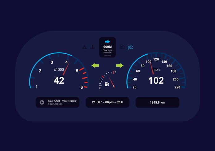 vector hud del tablero de instrumentos del coche