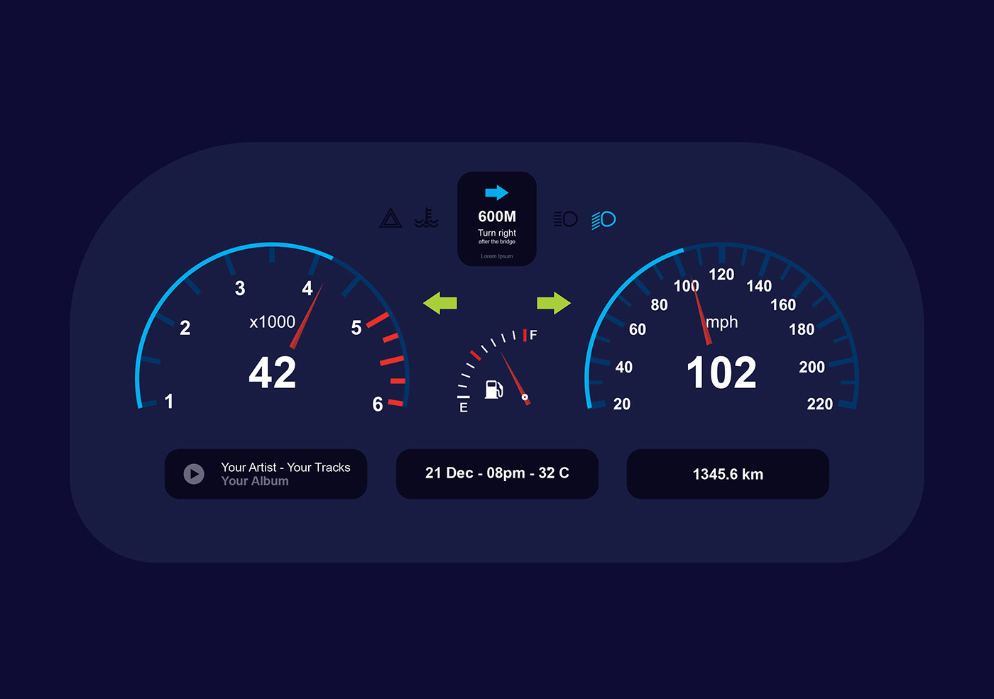 Car Dashboard HUD Vector 191191 - Download Free Vectors, Clipart