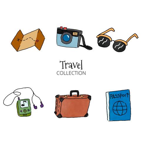 Watercolor Travel Set Elements vector