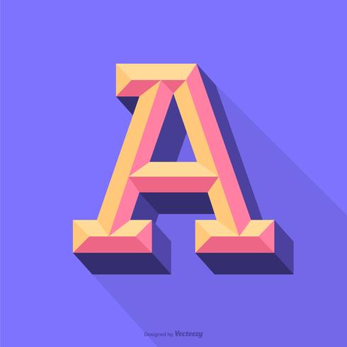 Colorful 3D Beveled Letter A Typography Vector Design